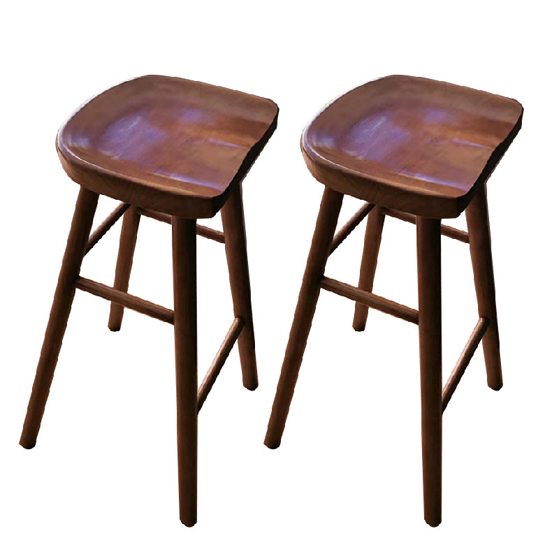 Contemporary Solid Wood Counter Stool Saddle Seat Bar Stool for Living Room