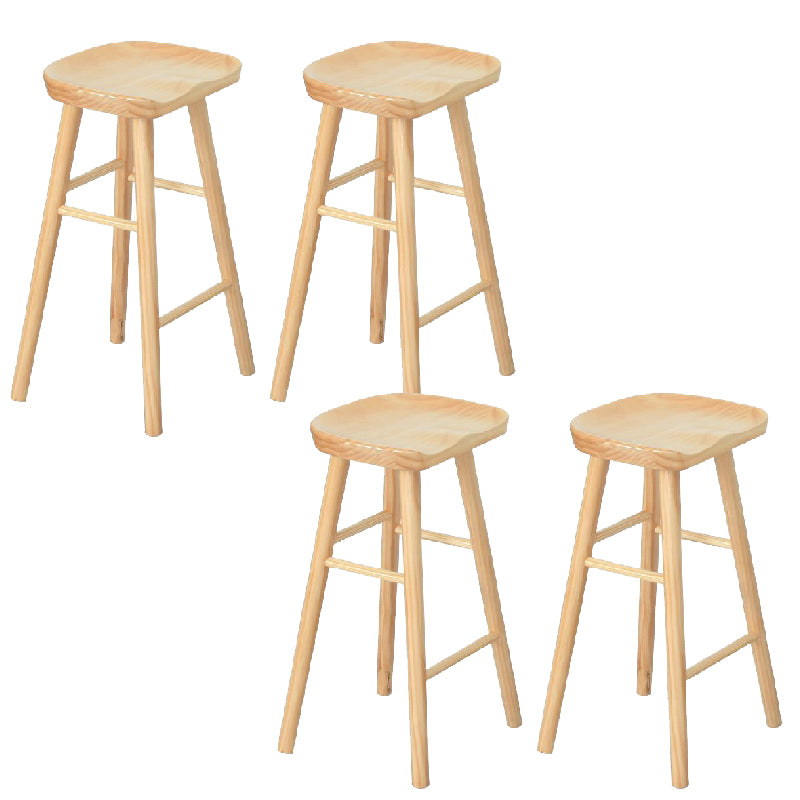 Contemporary Solid Wood Counter Stool Saddle Seat Bar Stool for Living Room