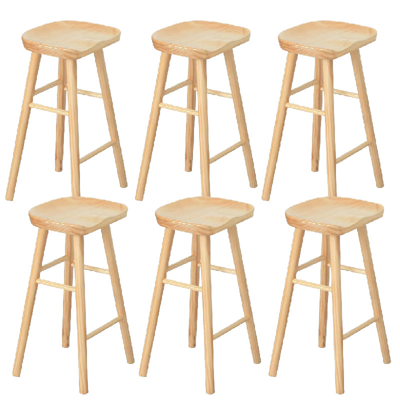 Contemporary Solid Wood Counter Stool Saddle Seat Bar Stool for Living Room