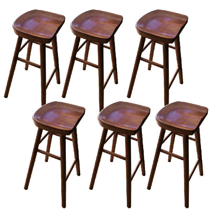 Contemporary Solid Wood Counter Stool Saddle Seat Bar Stool for Living Room