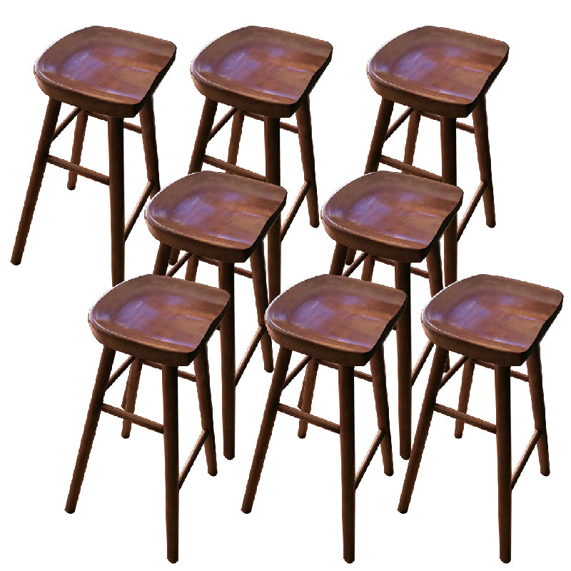 Contemporary Solid Wood Counter Stool Saddle Seat Bar Stool for Living Room