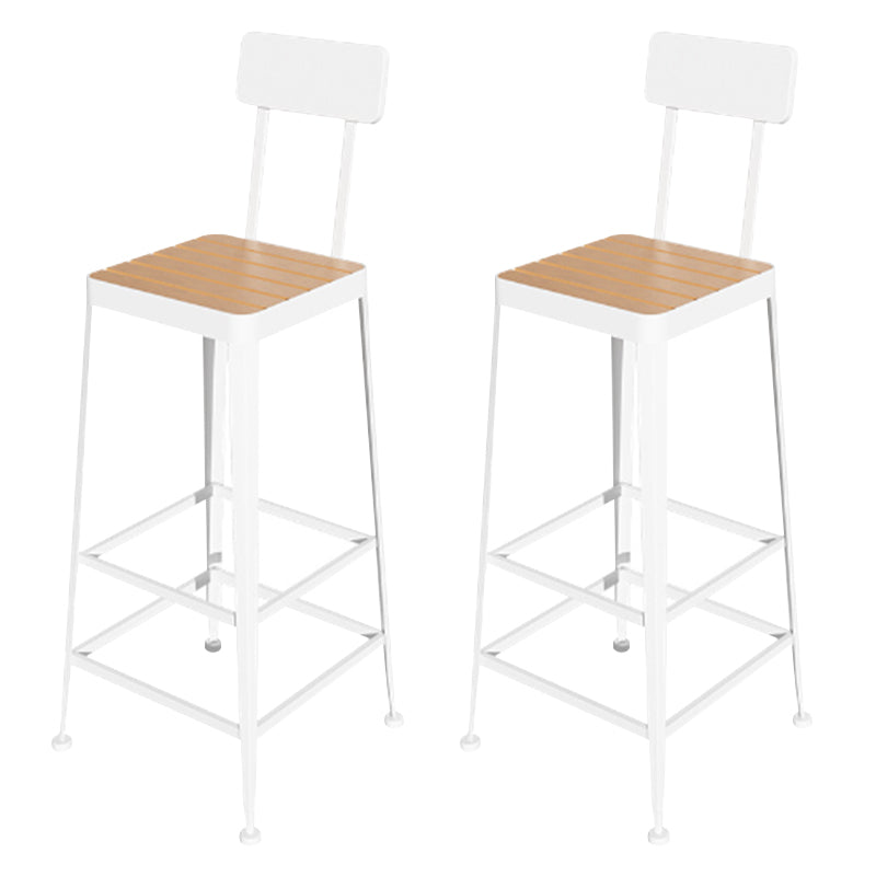 Contemporary Style Counter Stool Square Wood Bar Stool with Footrest