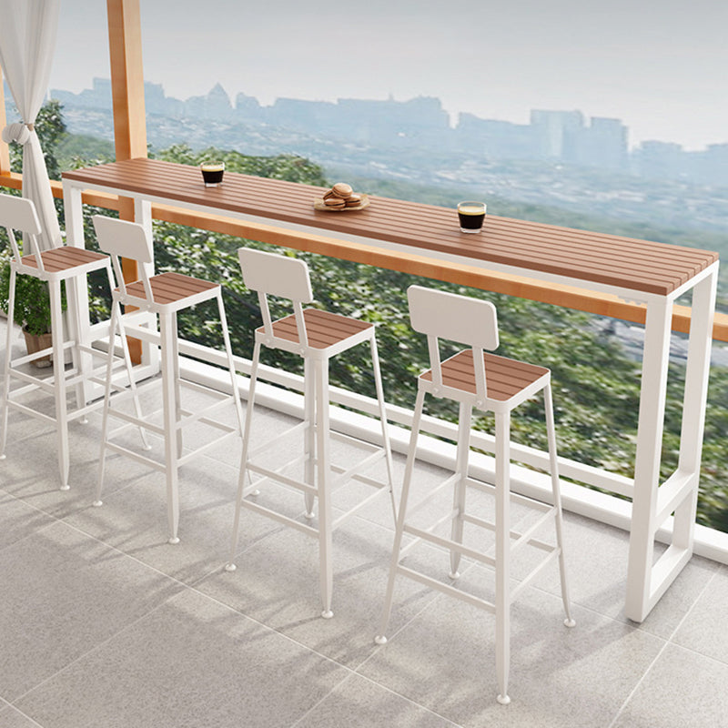 Contemporary Style Counter Stool Square Wood Bar Stool with Footrest