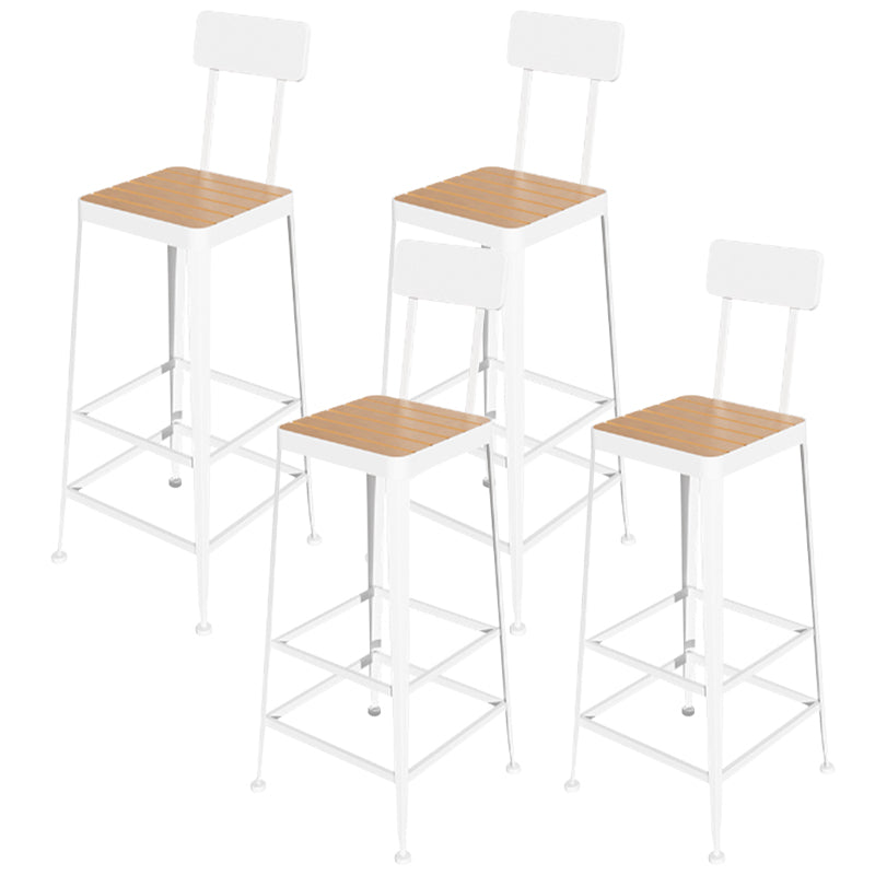 Contemporary Style Counter Stool Square Wood Bar Stool with Footrest