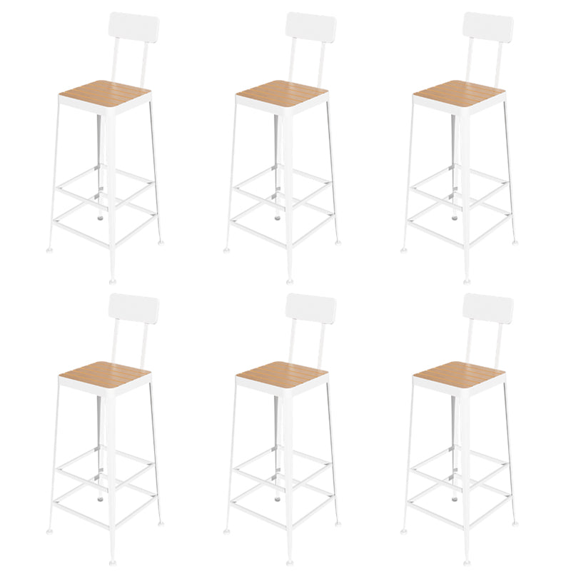Contemporary Style Counter Stool Square Wood Bar Stool with Footrest