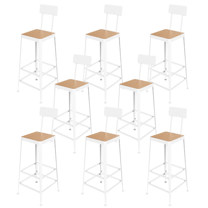 Contemporary Style Counter Stool Square Wood Bar Stool with Footrest