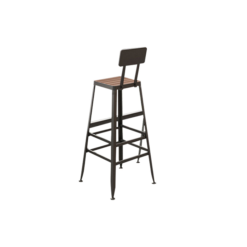 Contemporary Style Counter Stool Square Wood Bar Stool with Footrest