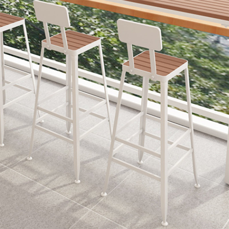 Contemporary Style Counter Stool Square Wood Bar Stool with Footrest