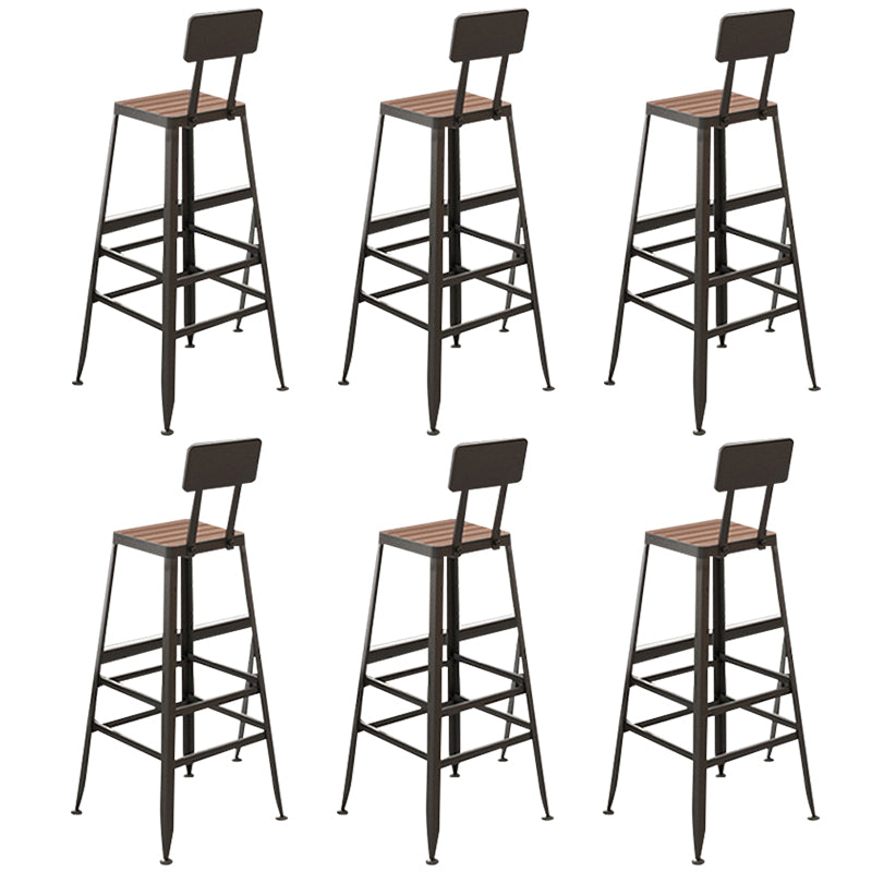 Contemporary Style Counter Stool Square Wood Bar Stool with Footrest
