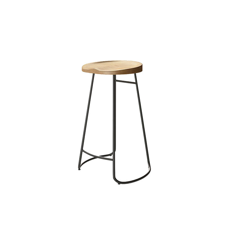 Contemporary Solid Wood Counter Stool Saddle Seat Bar Stool for Indoor