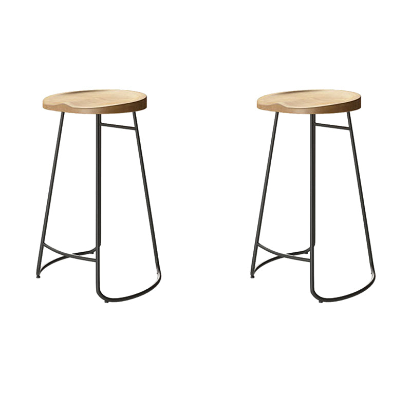 Contemporary Solid Wood Counter Stool Saddle Seat Bar Stool for Indoor