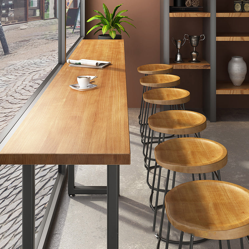 Contemporary Solid Wood Counter Stool Saddle Seat Bar Stool for Indoor