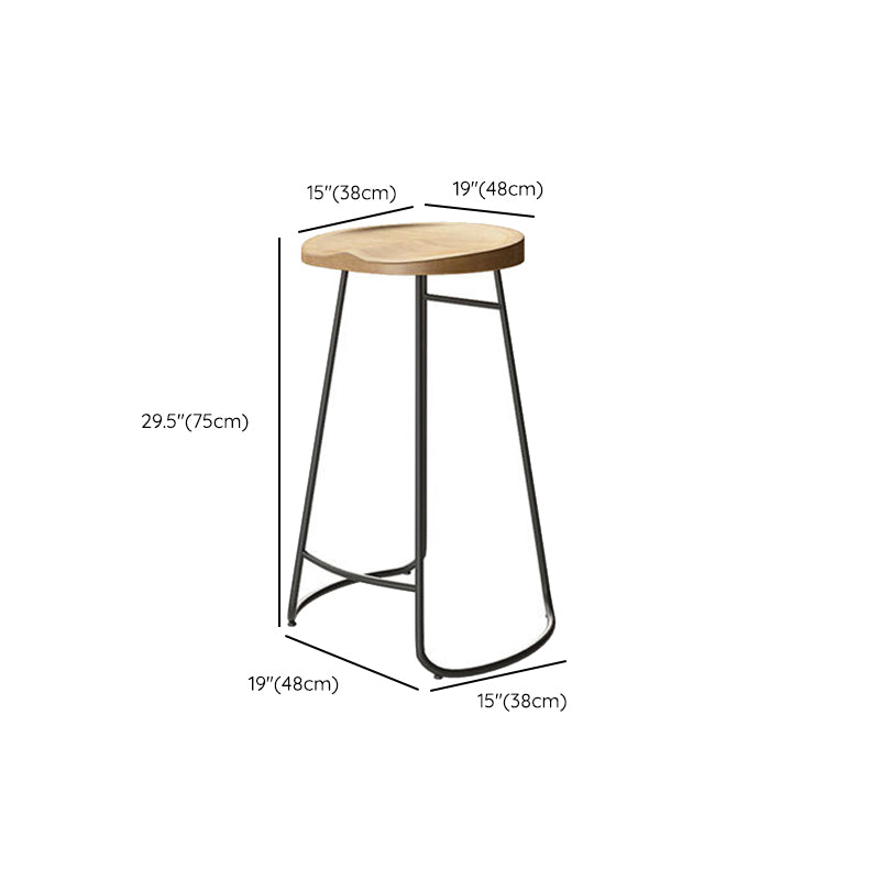 Contemporary Solid Wood Counter Stool Saddle Seat Bar Stool for Indoor
