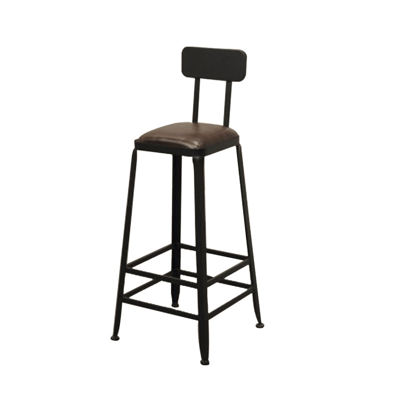 Contemporary Bar-height Counter Stool Low Back Bar Stool with Metal Base
