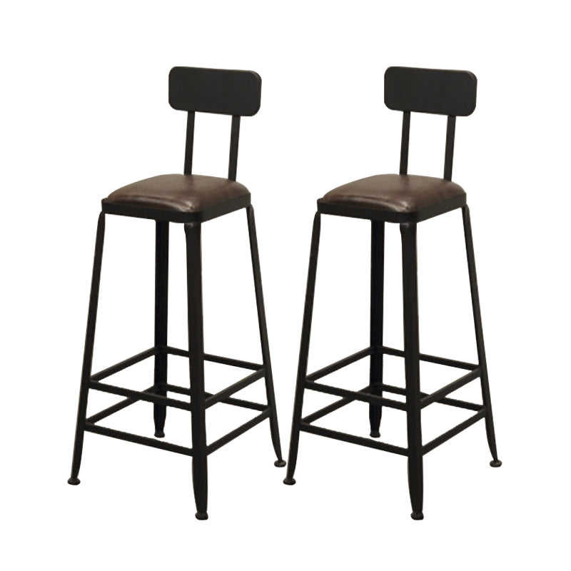 Contemporary Bar-height Counter Stool Low Back Bar Stool with Metal Base