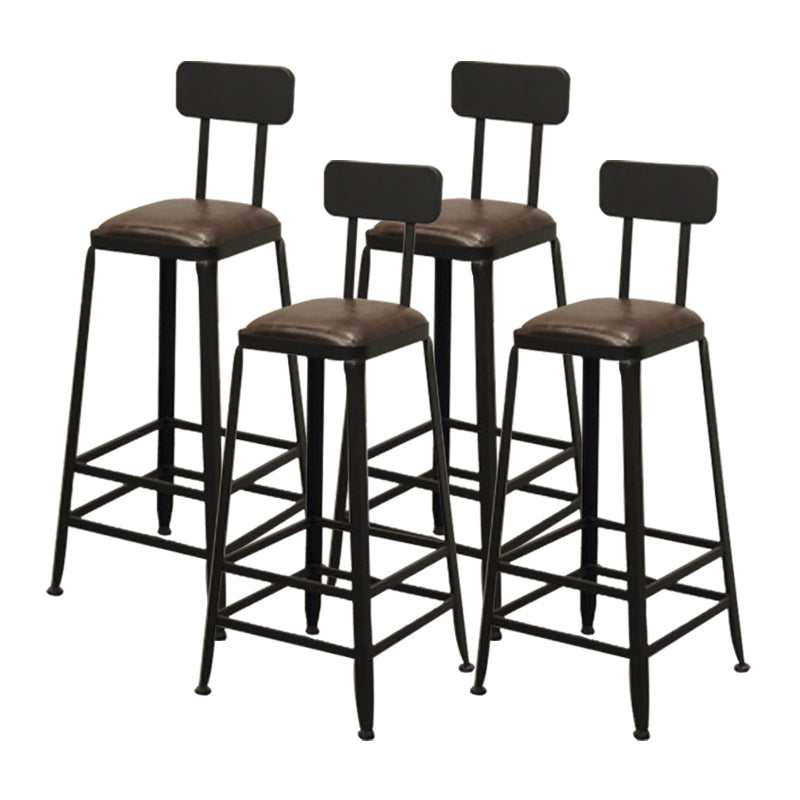 Contemporary Bar-height Counter Stool Low Back Bar Stool with Metal Base