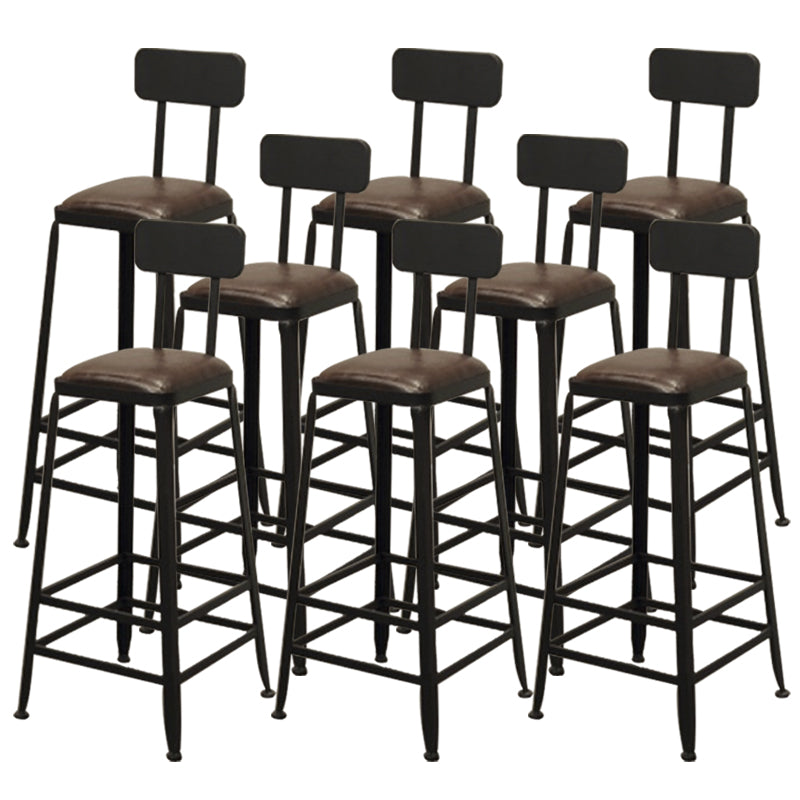 Contemporary Bar-height Counter Stool Low Back Bar Stool with Metal Base