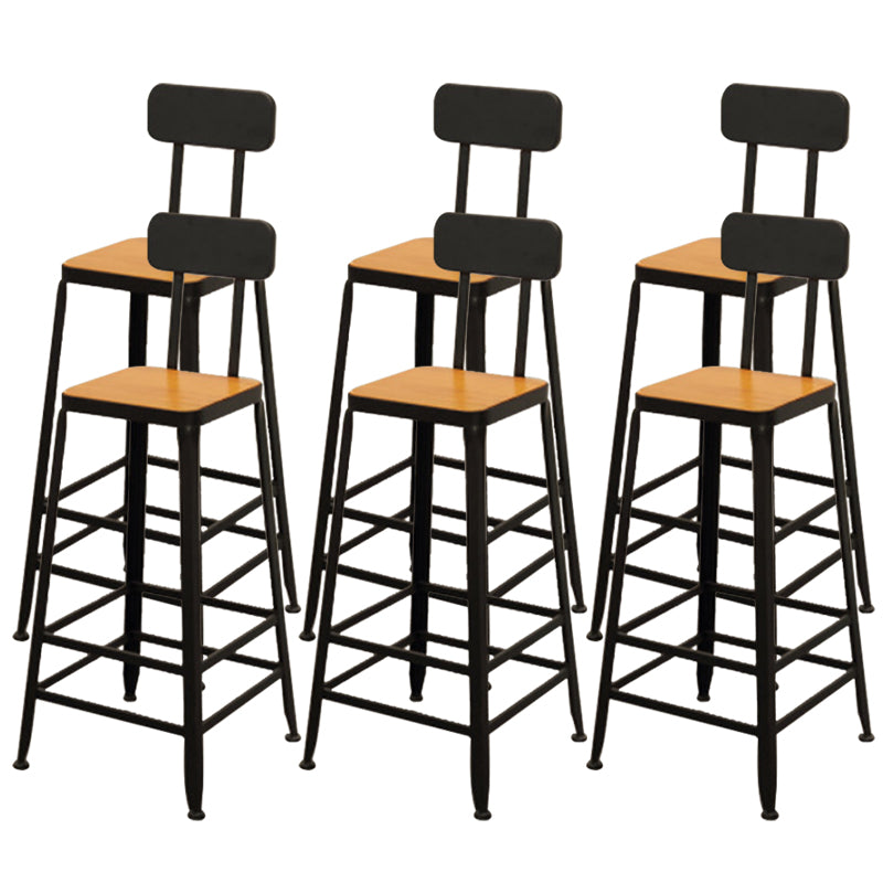 Contemporary Bar-height Counter Stool Low Back Bar Stool with Metal Base
