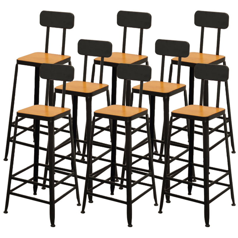 Contemporary Bar-height Counter Stool Low Back Bar Stool with Metal Base