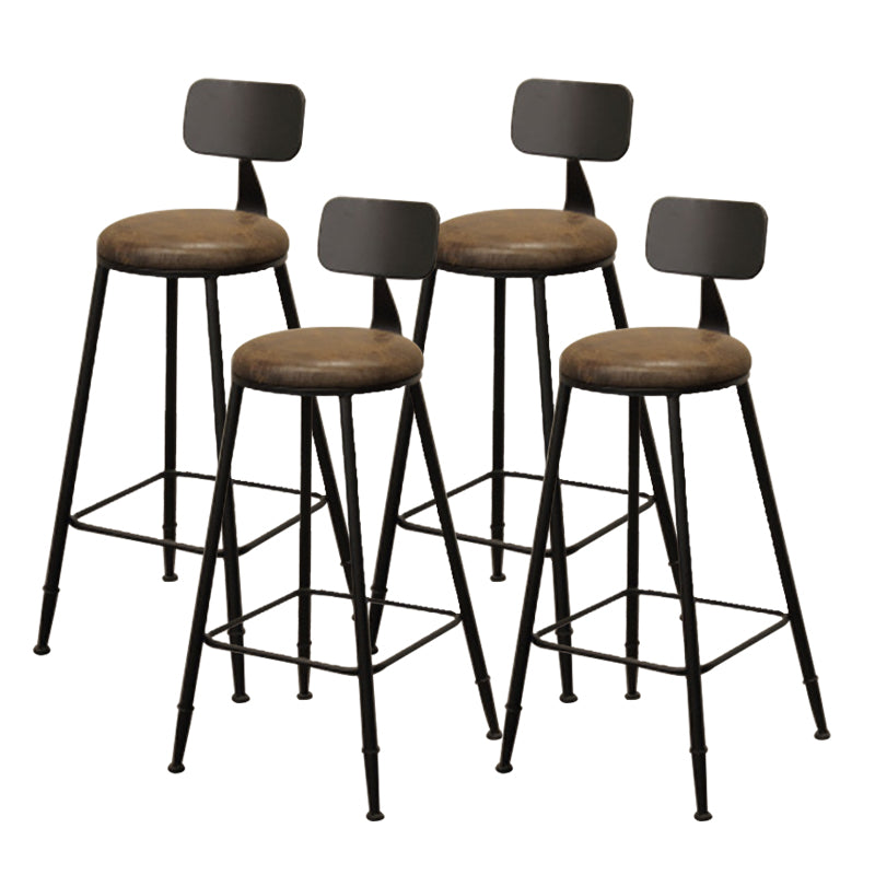 Contemporary Bar-height Counter Stool Low Back Bar Stool with Metal Base