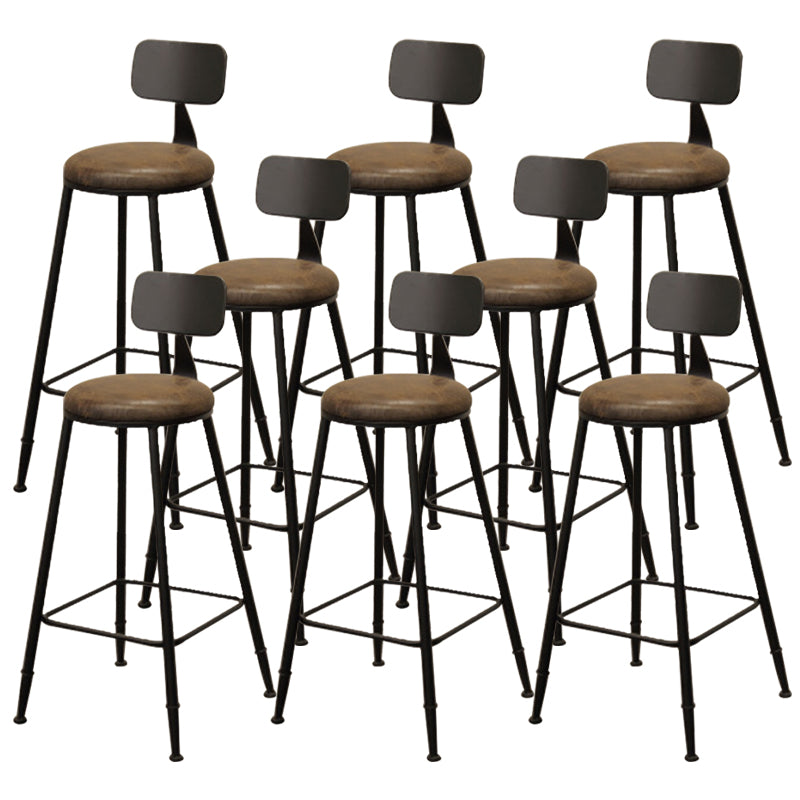 Contemporary Bar-height Counter Stool Low Back Bar Stool with Metal Base