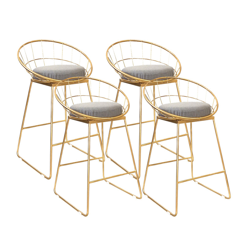 Glam Style Counter Stool Upholstered Low Back Bar Stool with Gold Frame