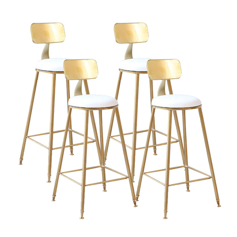 Glam Style Counter Stool Upholstered Low Back Bar Stool with Gold Frame