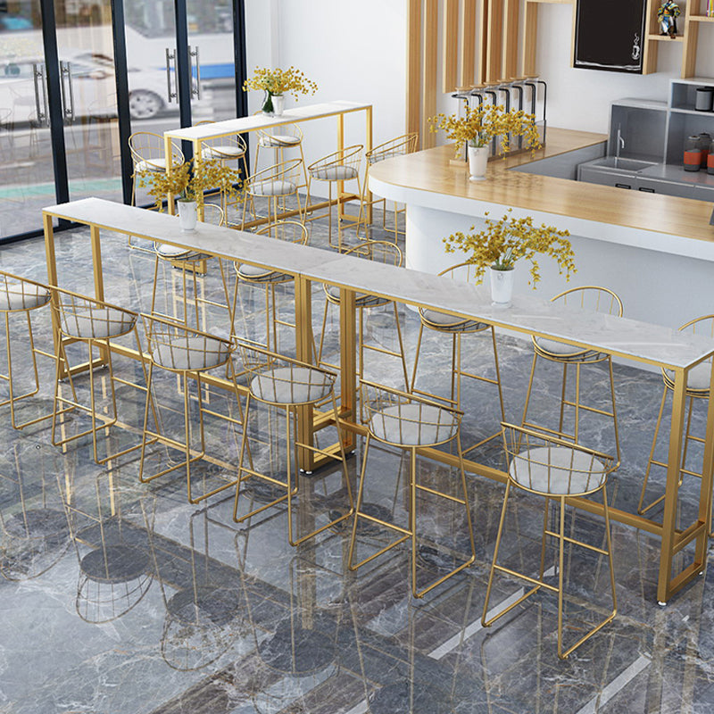 Glam Style Counter Stool Upholstered Low Back Bar Stool with Gold Frame