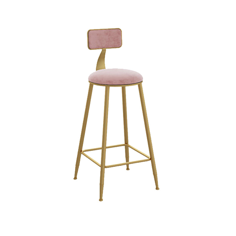 Glam Style Counter Stool Upholstered Low Back Bar Stool with Gold Frame