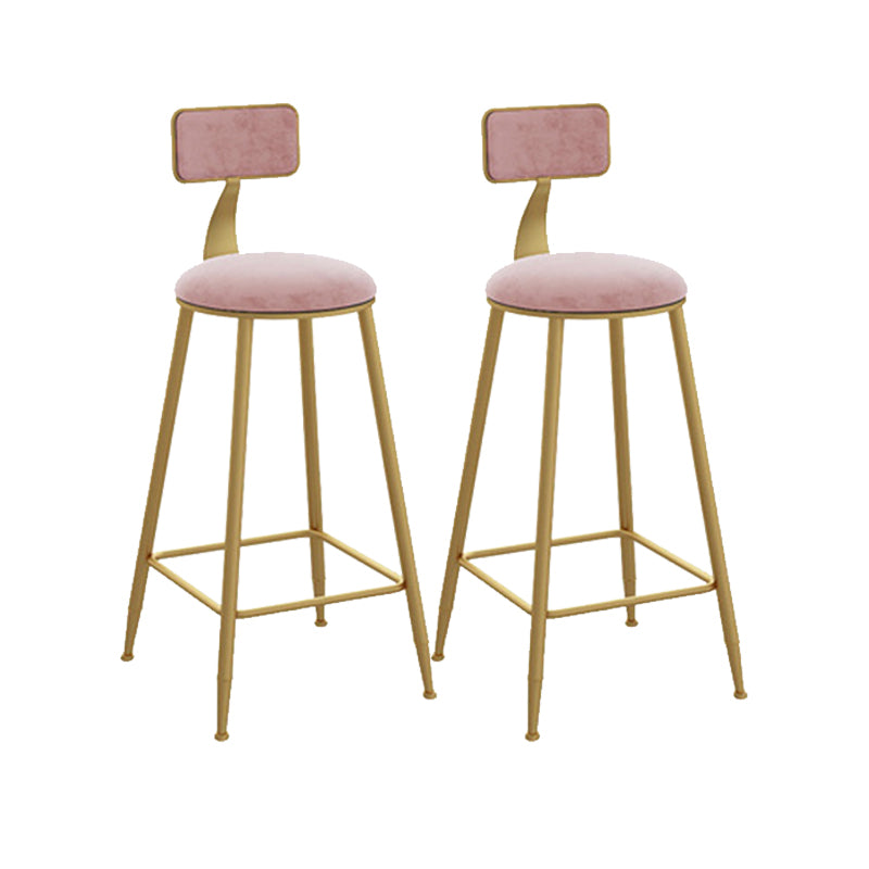 Glam Style Counter Stool Upholstered Low Back Bar Stool with Gold Frame