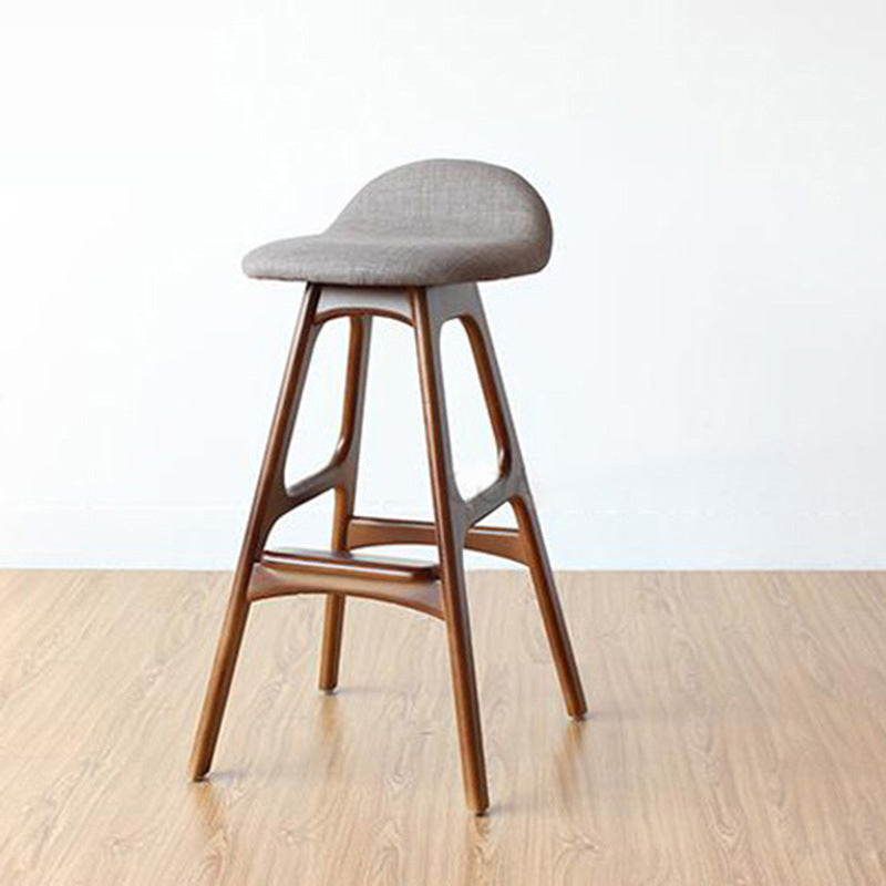 Industrial Ash Solid Wood Counter Stool Low Back Bar Stool with Footrest