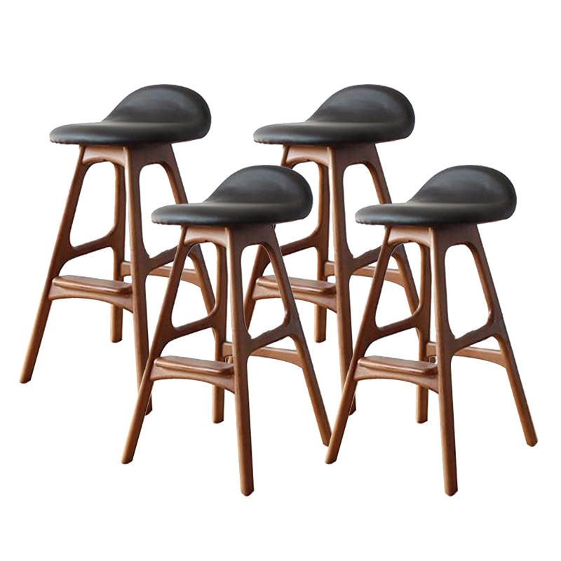 Industrial Ash Solid Wood Counter Stool Low Back Bar Stool with Footrest