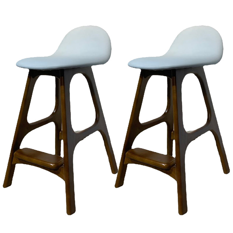 Industrial Ash Solid Wood Counter Stool Low Back Bar Stool with Footrest