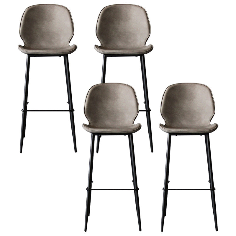 Contemporary Faux Leather Counter Stool Low Back Stool with Black Frame