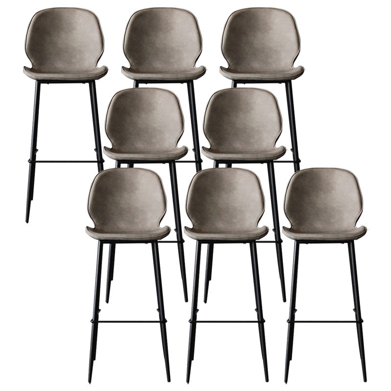 Contemporary Faux Leather Counter Stool Low Back Stool with Black Frame