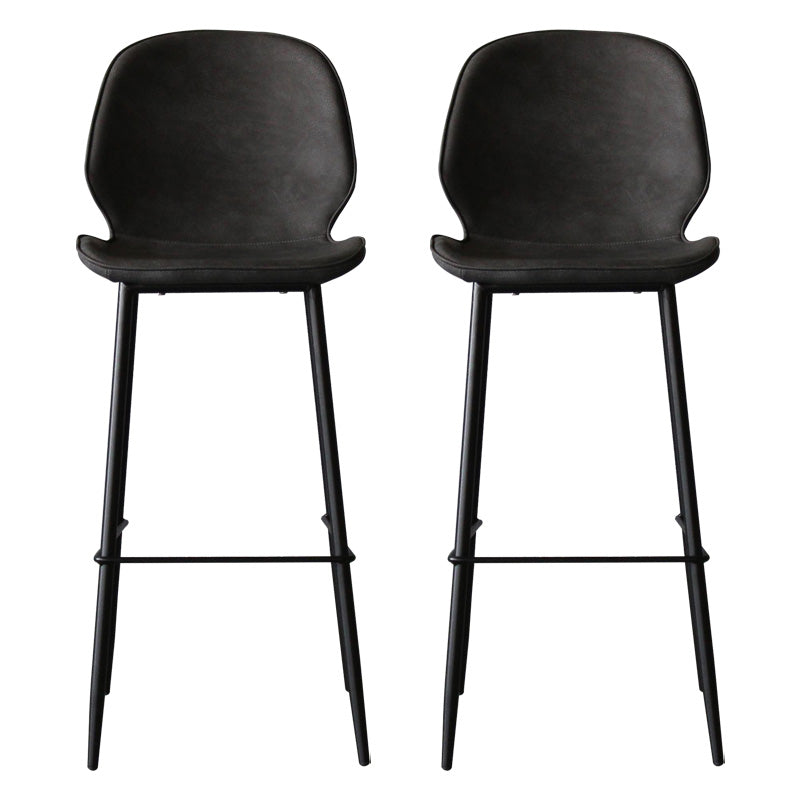 Contemporary Faux Leather Counter Stool Low Back Stool with Black Frame