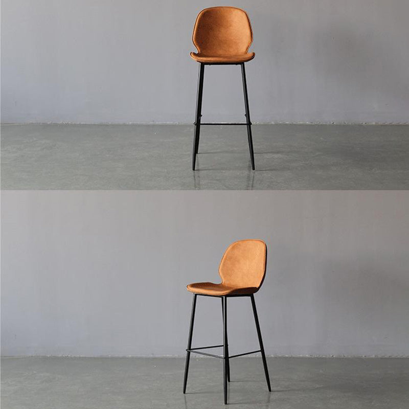 Contemporary Faux Leather Counter Stool Low Back Stool with Black Frame