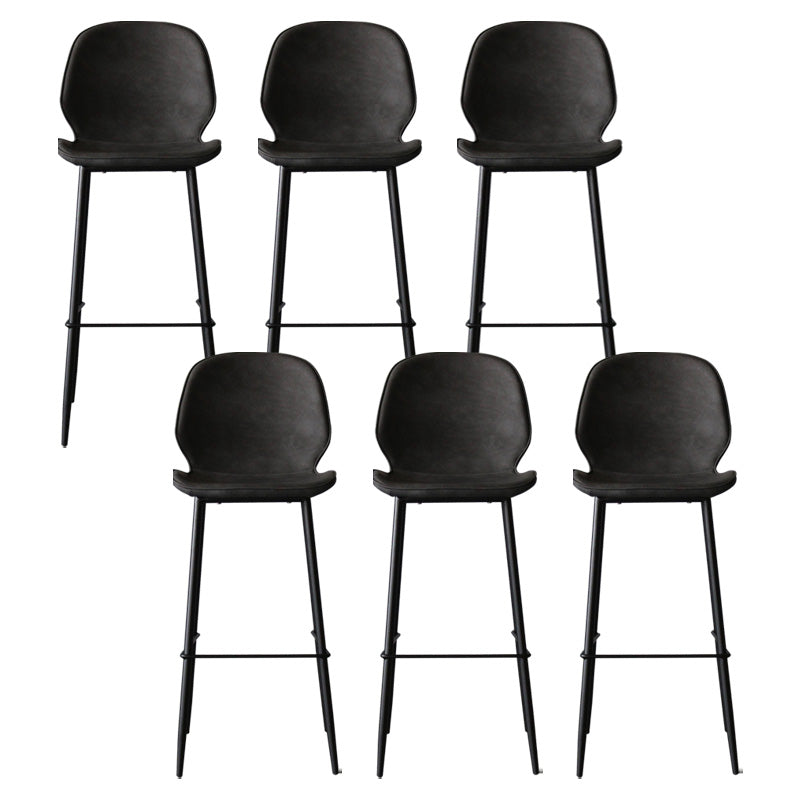 Contemporary Faux Leather Counter Stool Low Back Stool with Black Frame
