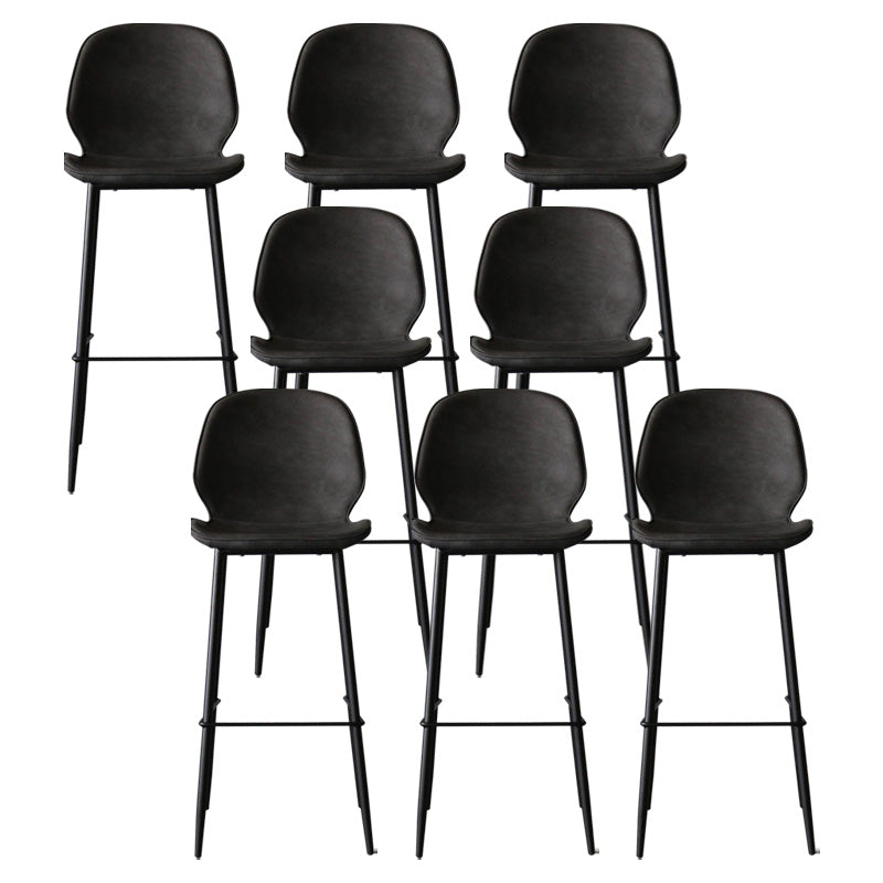 Contemporary Faux Leather Counter Stool Low Back Stool with Black Frame