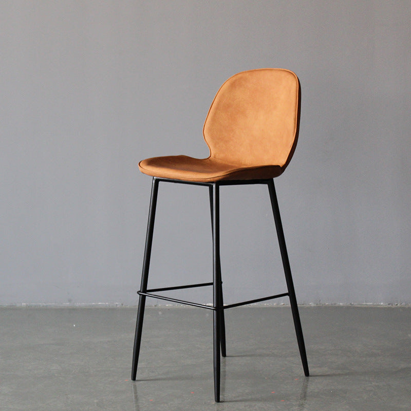 Contemporary Faux Leather Counter Stool Low Back Stool with Black Frame