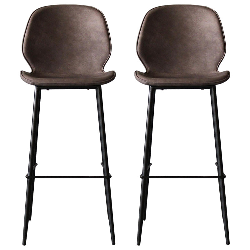 Contemporary Faux Leather Counter Stool Low Back Stool with Black Frame