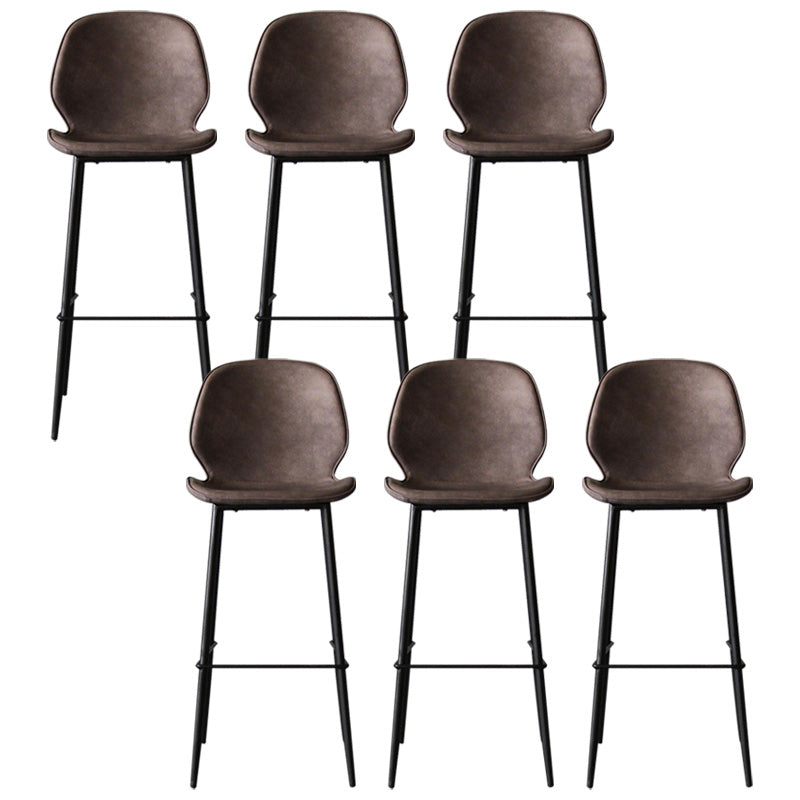 Contemporary Faux Leather Counter Stool Low Back Stool with Black Frame