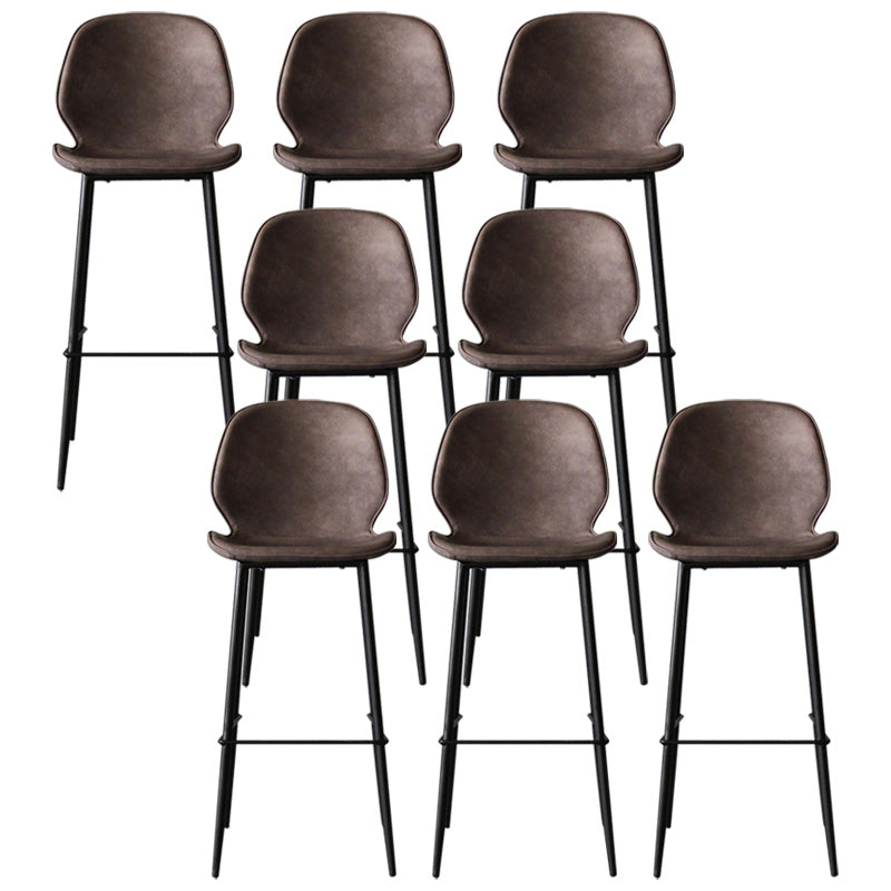 Contemporary Faux Leather Counter Stool Low Back Stool with Black Frame