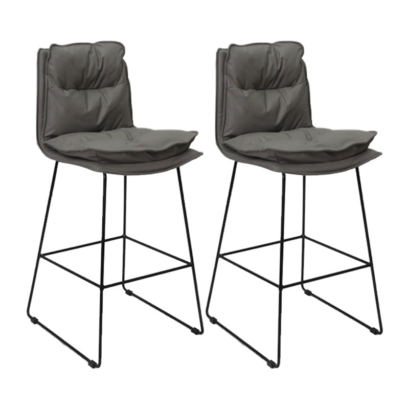 Modern Faux Leather Counter Stool Bar-height Bar Stool with Black Frame