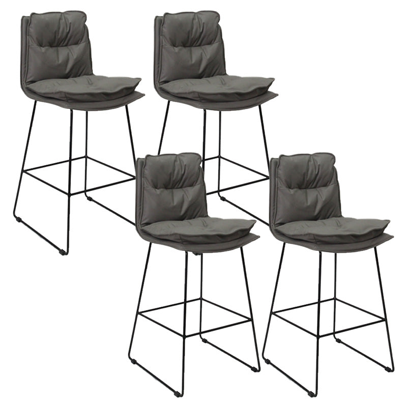 Modern Faux Leather Counter Stool Bar-height Bar Stool with Black Frame