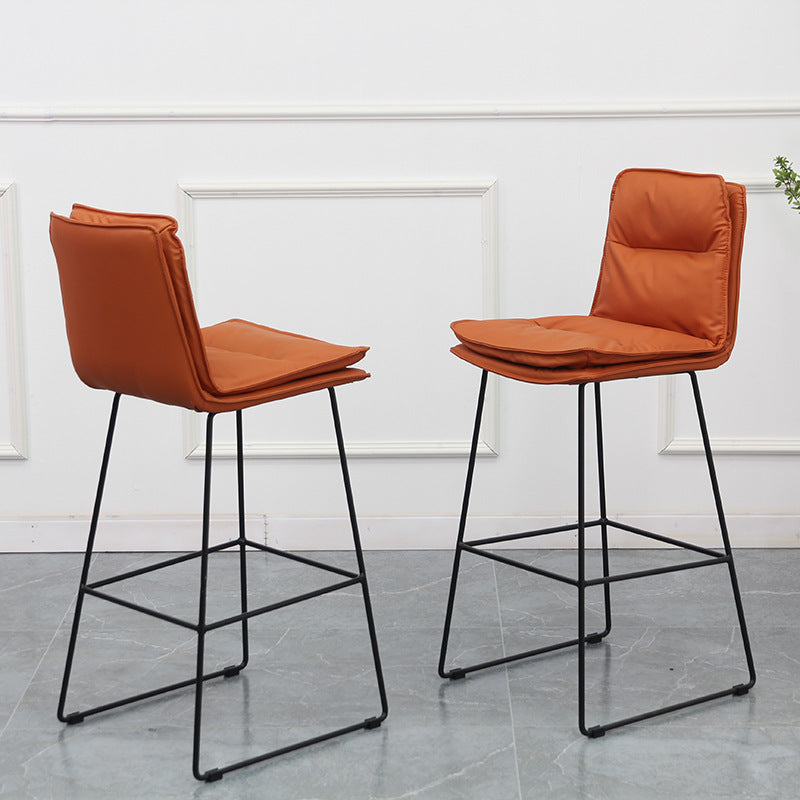 Modern Faux Leather Counter Stool Bar-height Bar Stool with Black Frame