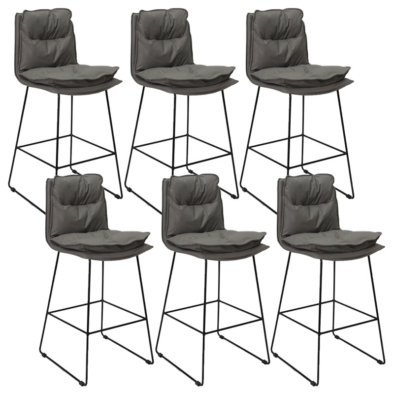 Modern Faux Leather Counter Stool Bar-height Bar Stool with Black Frame