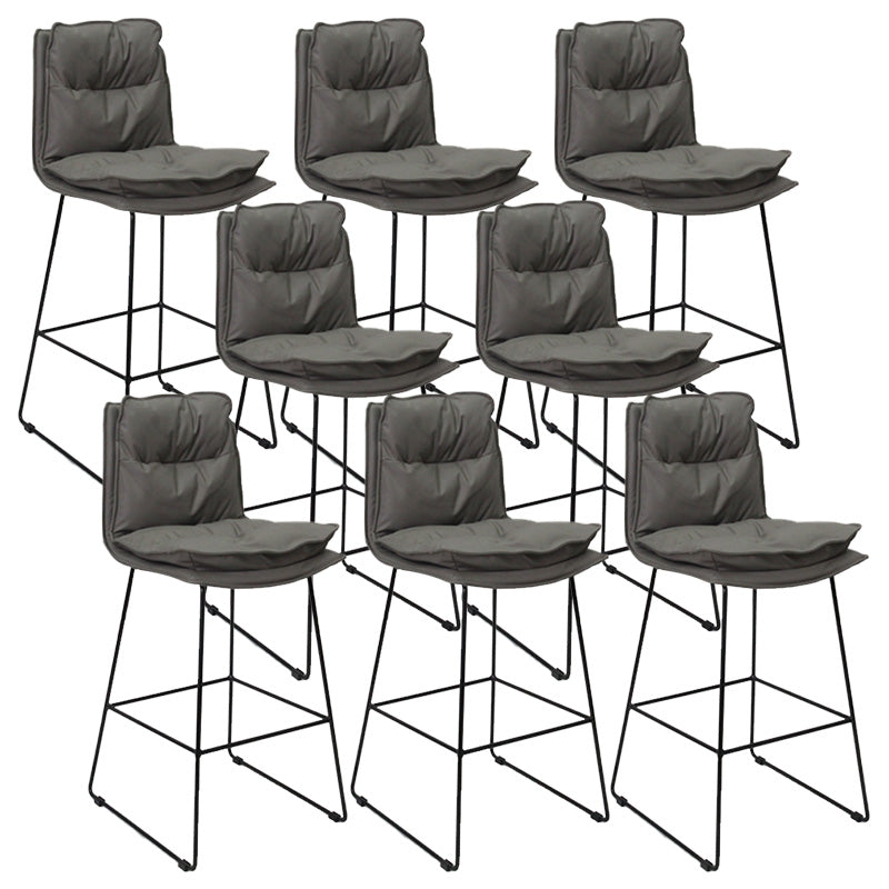 Modern Faux Leather Counter Stool Bar-height Bar Stool with Black Frame