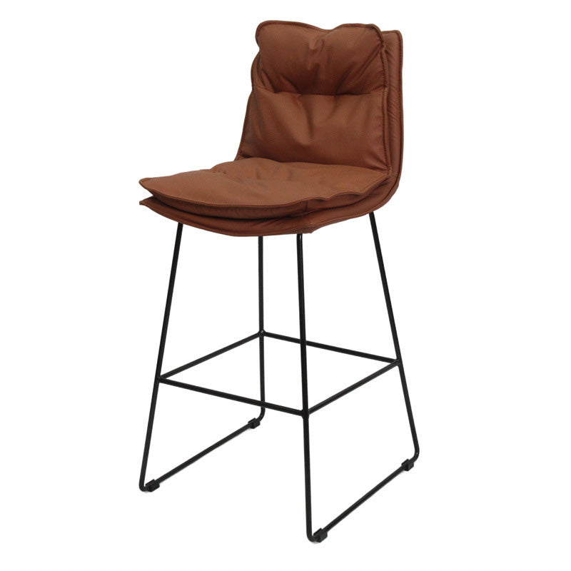 Modern Faux Leather Counter Stool Bar-height Bar Stool with Black Frame