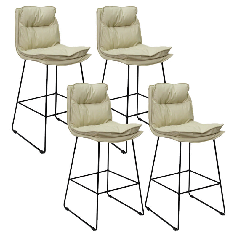 Modern Faux Leather Counter Stool Bar-height Bar Stool with Black Frame